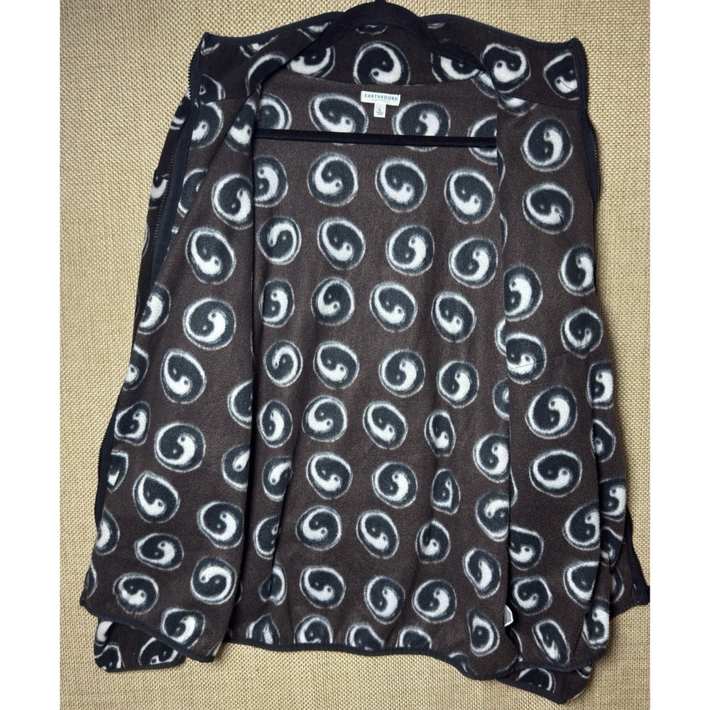 Yin Yang Sherpa Jacket Large Brown‎ Full Zip Earthy Fairy Boho Retro Grunge Boho - Picture 7 of 9